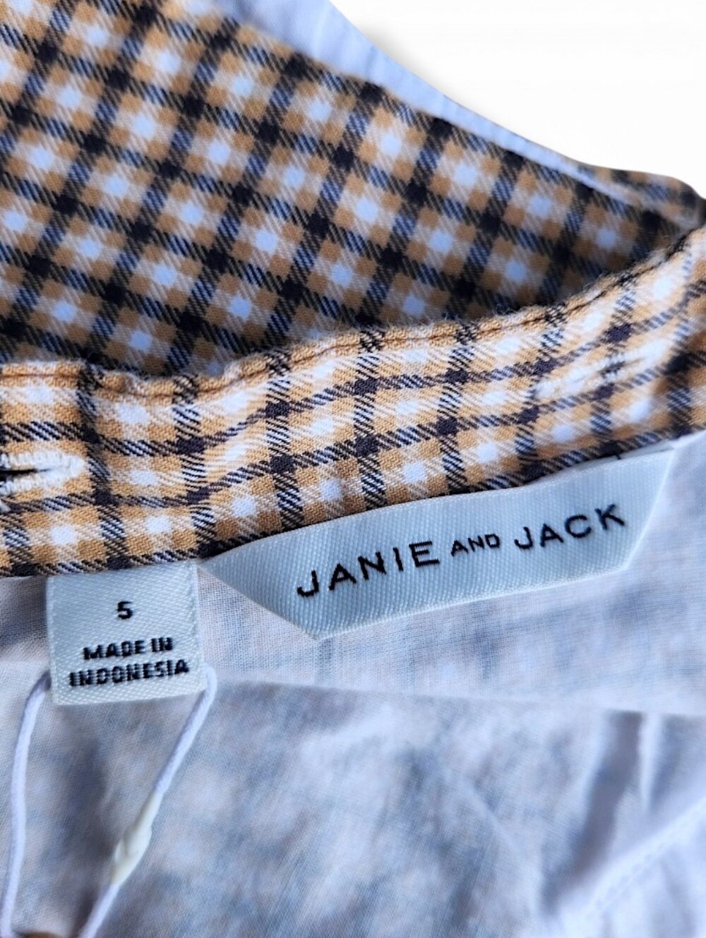 Janie and Jack Little Girls Size 5 Brown Houndstooth Jumpsuit Peter Pan Collar - Picture 10 of 15